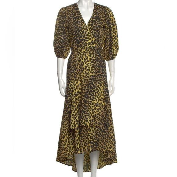 NWT GIANNI LEOPARD PRINT TIE WAIST DRESS SIZE 34 - Picture 1 of 6